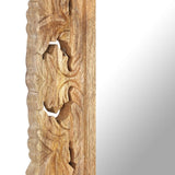 Hand Carved Mirror Brown 80x50 cm Solid Mango Wood 321639