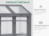 Wooden Cold Frame Polycarbonate Greenhouse with Openable Top Cover and Double Door, Grow House for T3398P314744