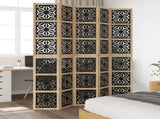 Room Divider 5 Panels Brown and Black Solid Wood Paulownia 358808
