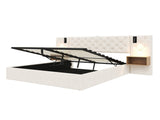 Beige Wide Headboard Upholstered Bed with charging station & Bedside Storage, package 1 N652P324284W