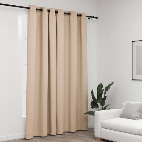 ZNTS Linen-Look Blackout Curtain with Grommets Beige 290x245cm 321211