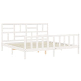 Bed Frame without Mattress White 200x200 cm Solid Wood Pine 3193097