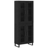 Highboard 2 pcs Black Oak Engineered Wood and Glass 3403197