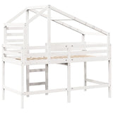 ZNTS Loft Bed with Ladder and Roof without Mattress White 80x200 cm 3281987