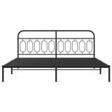 Metal Bed Frame without Mattress with Headboard Black 200x200cm 377124