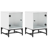 Bedside Cabinets with Glass Doors 2 pcs White 35x37x50 cm 836519