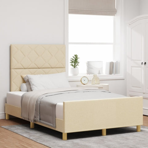 ZNTS Bed Frame in Cream - 120x200 cm Fabric 3344800