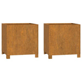Planters with Legs 2 pcs Rusty 40x40x40 cm Corten Steel 823681