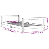 Kids Bed Frame Black 90x200 cm Solid Wood Pine 834395
