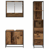 Bathroom Furniture Set with Door 3 pcs Old Wood Engineered Wood 3402518