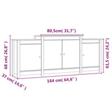 ZNTS Sideboard White 164x37x68 cm Solid Wood Pine 821493