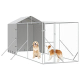 Outdoor Dog Kennel with Roof Silver 2x6x2.5 m Galvanised Steel 3190475
