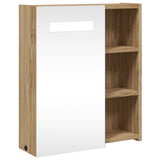 Bathroom Mirror Cabinet with LED Light Oak 45x13x52 cm 357968