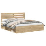 Bed Frame with Headboard Sonoma 200 x 200 cm Solid Pine Wood 3411377