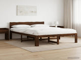 Double Bed Frame with Headboard ROSTOCK Dark Brown 135 x 190 cm 903446