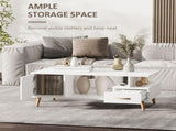 Modern Minimalism Coffee Table with Storage, Sofa Side Table with Shelf & Drawer for Living Room T3398P330541