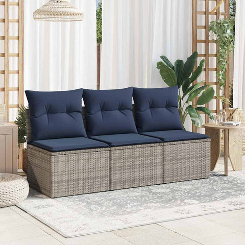 Garden Sofa with Cushion 7 pcs Grey and beige Poly rattan 366166