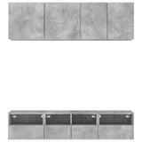 5 Piece TV Wall Units Concrete Grey Engineered Wood 3216514