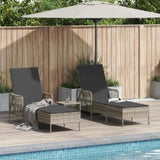 Sun Lounger 2-person 3 pcs Light Grey and Dark Grey Poly Rattan 365437