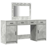Dressing Table with Mirror Lights 3 pcs Grey Engineered Wood 3334248