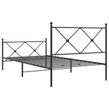 Metal Bed Frame without Mattress with Footboard Black 100x190cm 376514