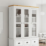Cabinet with Glass Doors BODO White and Brown Solid Wood Pine 355078