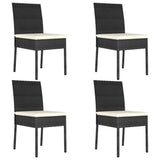 ZNTS 5 Piece Outdoor Dining Set with Cushions Poly Rattan Black 3100396