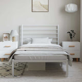 Metal Bed Frame without Mattress with Headboard White 100x190cm 352362