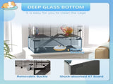 Gerbil Cage Dwarf Hamster Cage, with Deep Glass Bottom, Tunnels, Hut, Exercise Wheel, 60 x 40 x 57cm T3398P350094