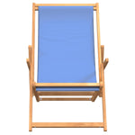 Folding Beach Chair Solid Wood Teak Blue 317697