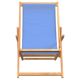 Folding Beach Chair Solid Wood Teak Blue 317697