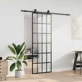 Sliding Door with Hardware Set Black 76x205 cm ESG Glass 3375853