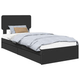 Storage Bed with Headboard Black 90 x 190 cm Engineered Wood 3412319