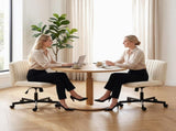 Imitation Linen Criss Cross Legged Desk Chair, Armless Office Chair with Wheels T3398P550271