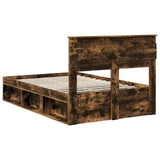 Bed Frame with Storage Smoked Oak 120 x 190 cm Solid Pine Wood 3409779