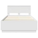 Bed Frame with Headboard White 135 x 190 cm Engineered Wood 3408082