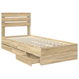 Bed Frame with Drawer Sonoma Oak 75 x 190 cm Engineer Wood 3411540