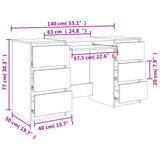 ZNTS Writing Desk Concrete Grey 140x50x77 cm Engineered Wood 800814