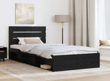 Bed Frame with Headboard Black 100 x 200 cm Solid Pine Wood 3411777