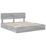 Storage Bed Grey Sonoma 200 x 200 cm Engineered Wood 3412246