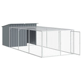 Dog House with Run Anthracite 153x396x110 cm Galvanised Steel 3214223