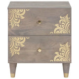 Bedside Cabinet Grey 40 x 33 x 46 cm Solid Mango Wood 4018770