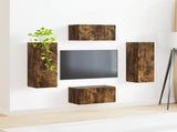 TV Cabinet Set Wall-mounted 2 pcs Smoked Oak Engineered Wood 3408975