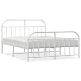 Metal Bed Frame without Mattress with Footboard White 135x190cm 353701