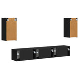 TV Cabinet Set Wall-mounted 5 pcs Black Engineered Wood 3409070