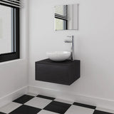 Four Piece Bathroom Furniture Set with Basin with Tap Black 273685