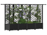 Raised Bed with Trellis and Roof Black 202 x 40 x 138 cm PP 42032550