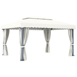 Gazebo with Curtain 4x3 m Cream White Aluminium 3053375