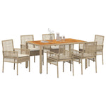 Garden Dining Set 7 pcs Beige Poly rattan 3334920