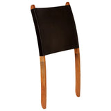 Folding Relaxing Chair Black Real Leather 246364